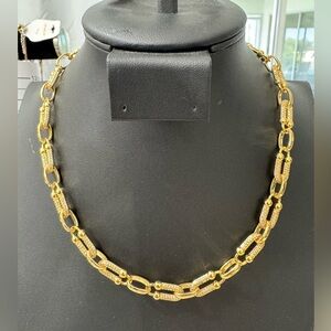 Beautiful trendy hardware necklace with crystal accents